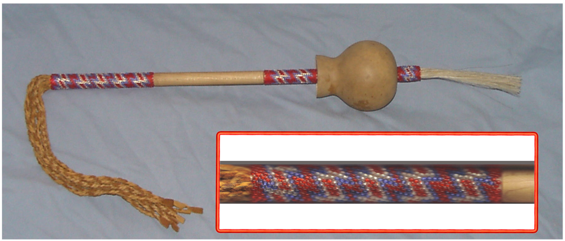 Peyote Gourd Rattle with #11 Silver-lined Matte Beads - Click Image to Close