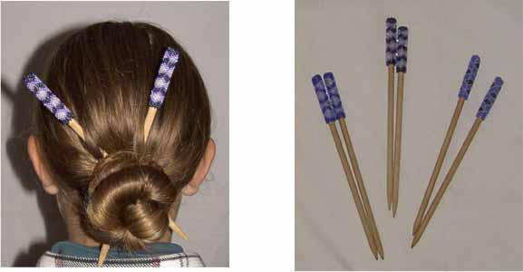 Adult Pair Beaded Hair Sticks - Click Image to Close