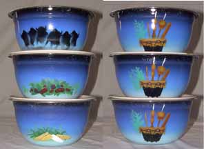 3 Piece NAC Painted Food Bowls Set