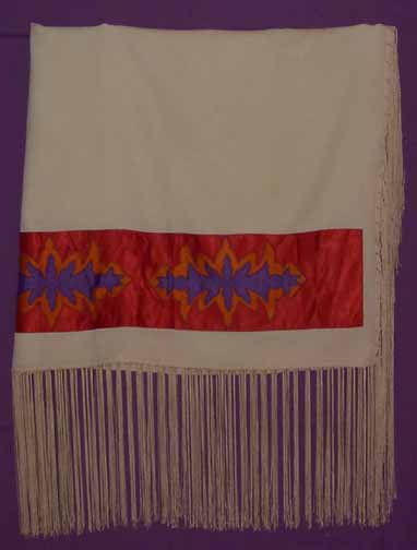 Adult Fringed Shawl Appligued - Click Image to Close